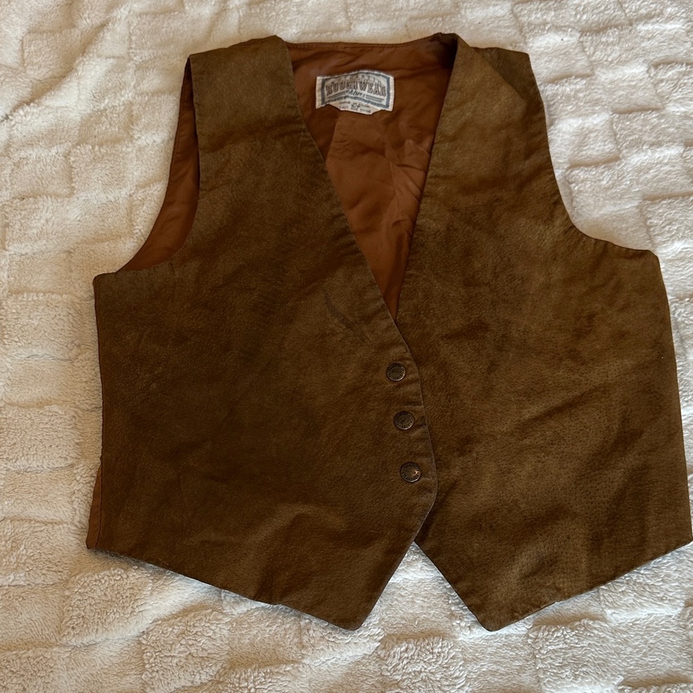 F—Unisex Brown Suede Vest